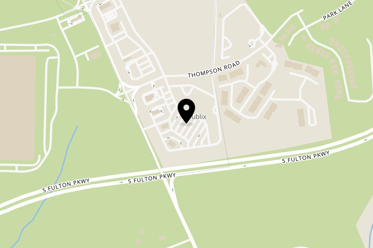 Map showing the location of The Original Hotdog Factory Fairburn on 5370 Campbellton Fairburn Rd in Fairburn