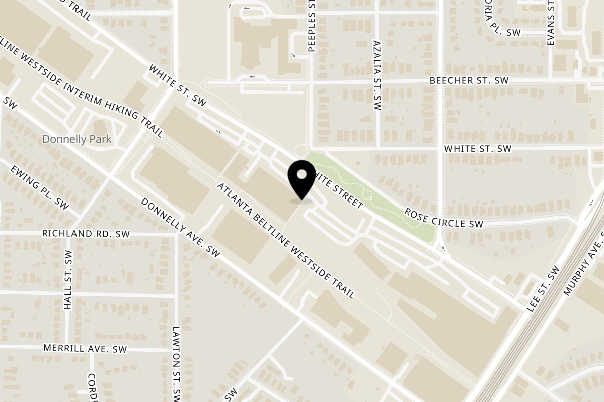 Map showing the location of The Original Hotdog Factory West End on 1020 White St SW Ste 1 in Atlanta